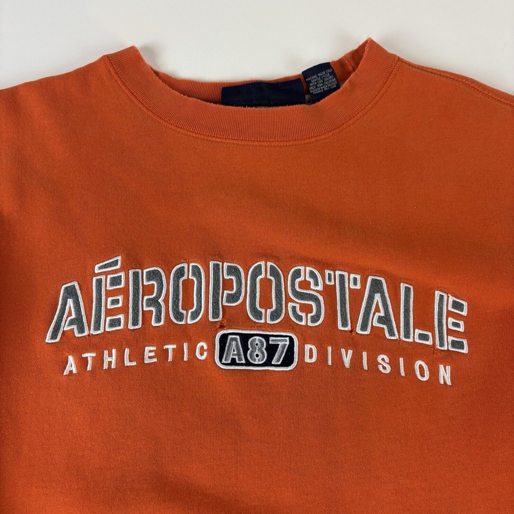 VTG Aeropostale Medium Crewneck Y2K Fleece Logo Sweatshirt Athletic A87 Distress - Picture 3 of 10